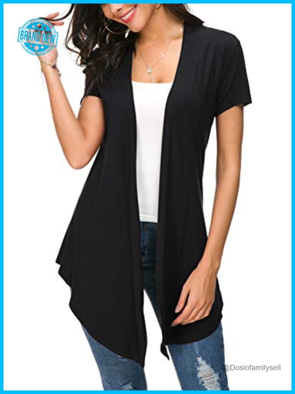 Lightweight Open Front Short Sleeve Cardigan Drape Vest